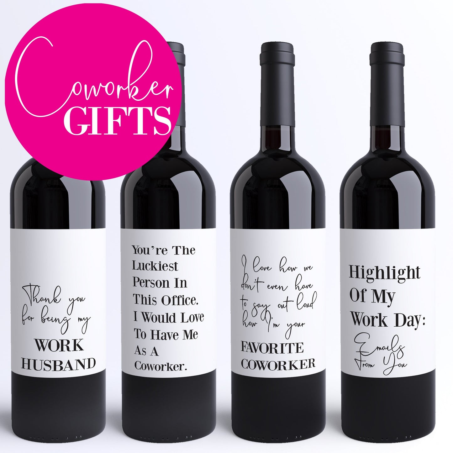 Funny Coworker Wine Labels, Pack of 8