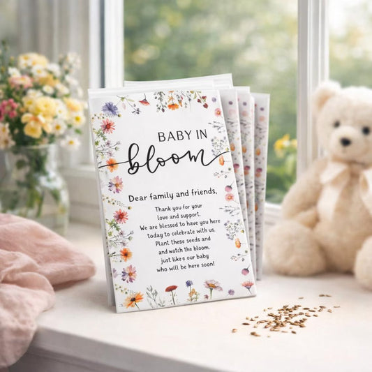 Baby Shower Favors 25 Pack, Baby in Bloom Seed Packets, Wildflower Seed Favors