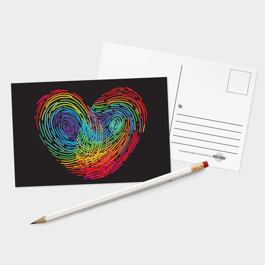 Rainbow Thumbprint Heart Postcards, Pack of 32