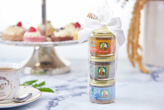 3-Flavor Honey Tea Mini Assortment – Organic Wellness Gift Set (3 x 3 oz)