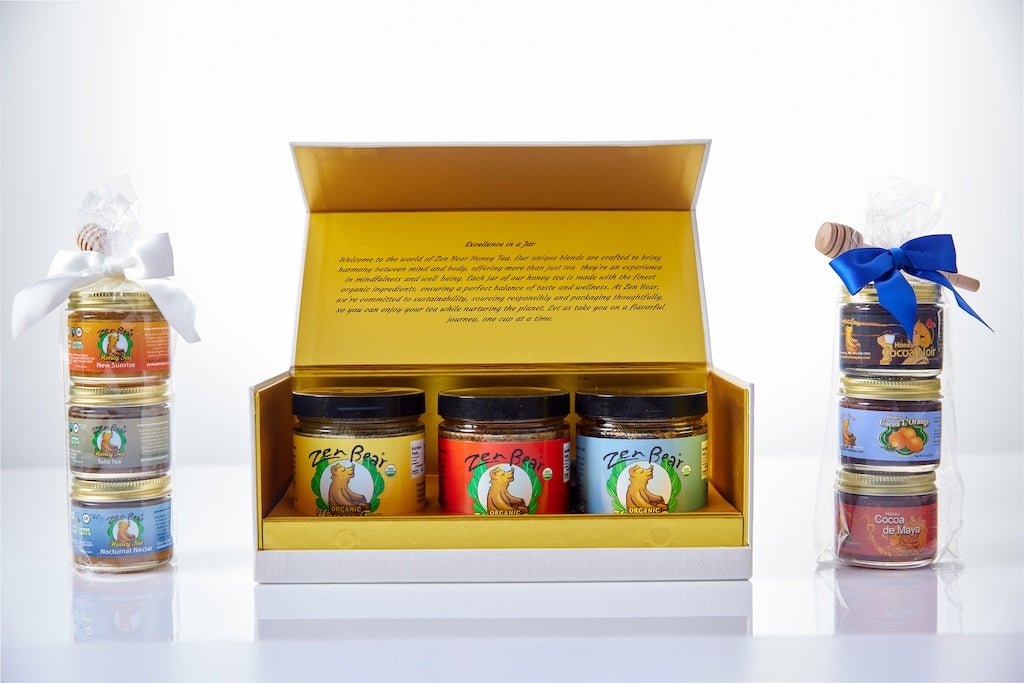 3-Flavor Honey Tea Mini Assortment – Organic Wellness Gift Set (3 x 3 oz)