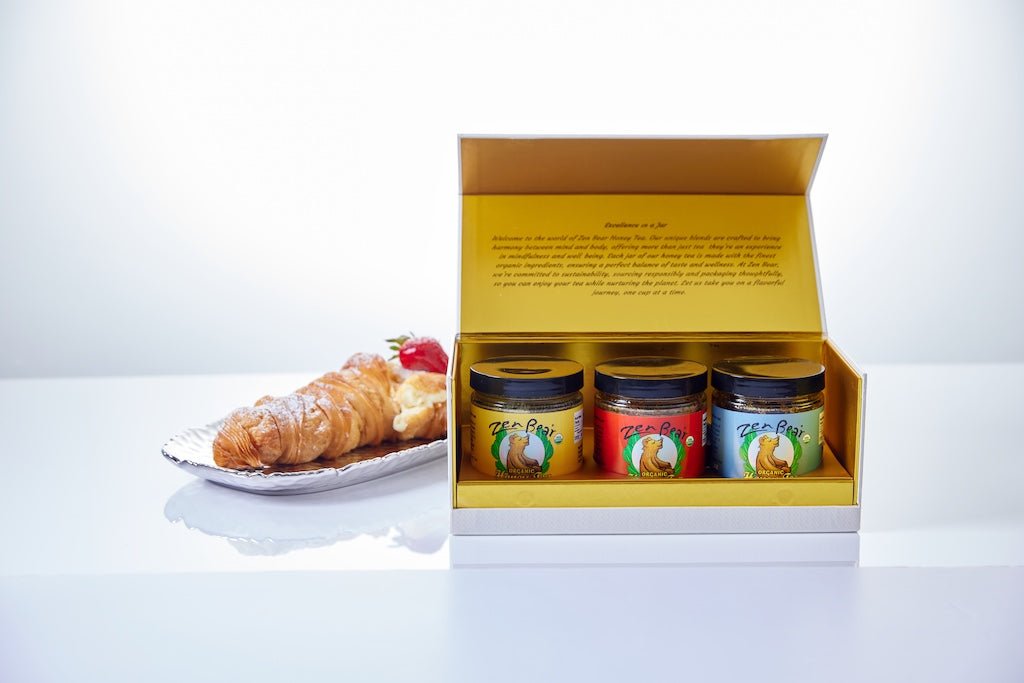 3-Flavor Honey Tea Mini Assortment – Organic Wellness Gift Set (3 x 3 oz)