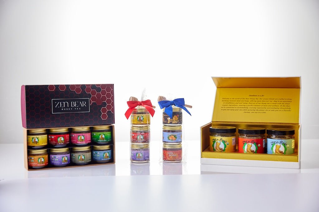 3-Flavor Honey Tea Mini Assortment – Organic Wellness Gift Set (3 x 3 oz)