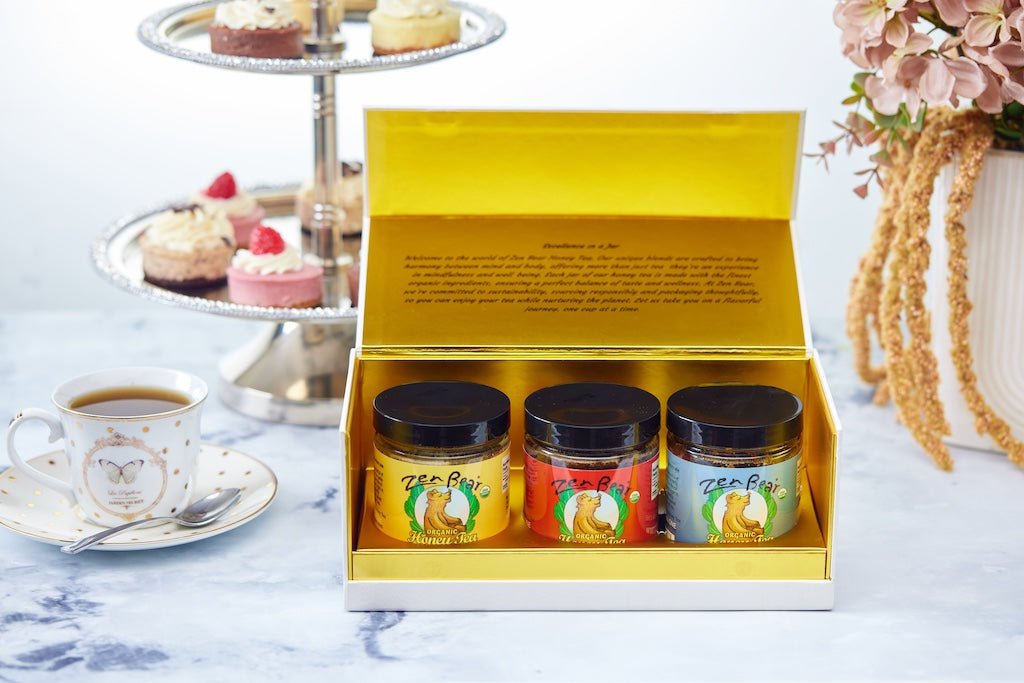 3-Flavor Honey Tea Mini Assortment – Organic Wellness Gift Set (3 x 3 oz)