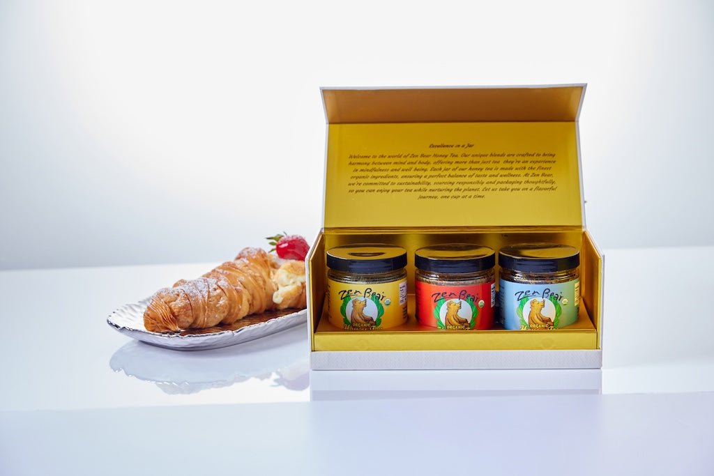 3-Flavor Honey Tea Mini Assortment – Organic Wellness Gift Set (3 x 3 oz)