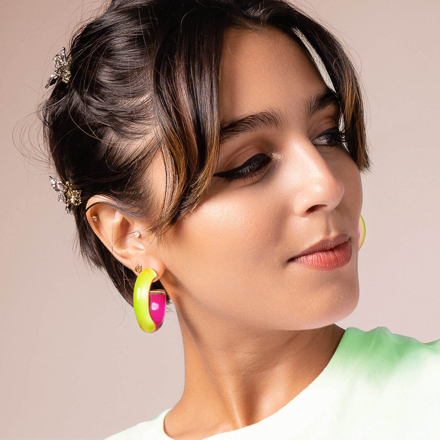 Small Illusion Inside Out Lucite Hoop Earrings