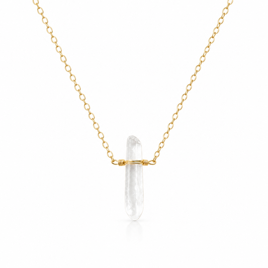 Single Quartz Crystal Necklace – Gold Filled, Wire Wrapped, Choose Your Length, Made to Order