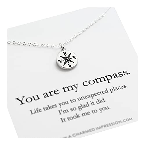 Gift for Wife Girlfriend Best Friend • You are my Compass • I'd be Lost Without You • Silver Charm Necklace • Handmade Handcrafted • Anniversary Birthday Christmas
