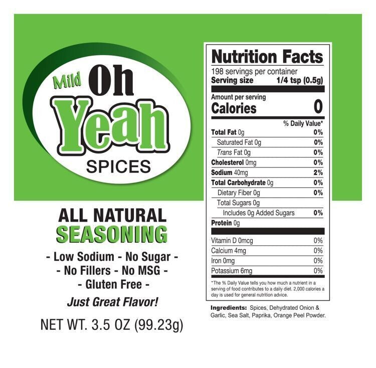 Oh Yeah Plus Seasoning | 3.5 oz | Oh Yeah Spices
