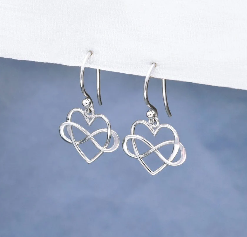 Infinity Heart Dangle Earrings – Mixed Metals - Bronze and Sterling Silver
