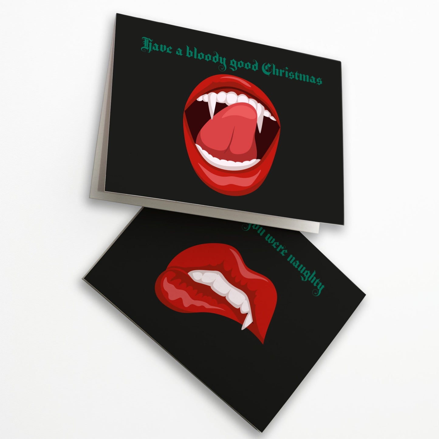 Vampire Fangs Christmas Greeting Cards, Set of 24