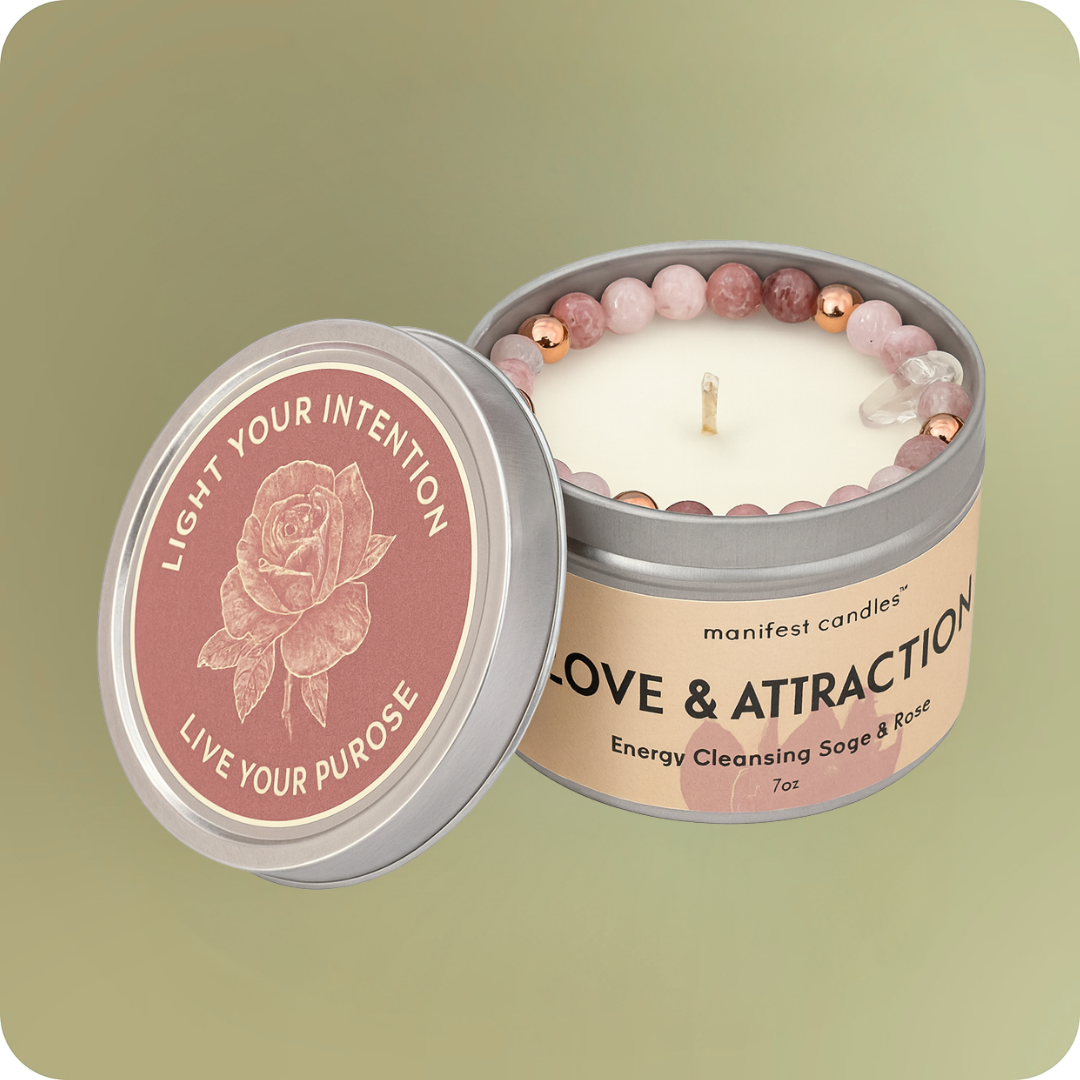 Manifest Wealth & Success Candle + Crystal Bracelet