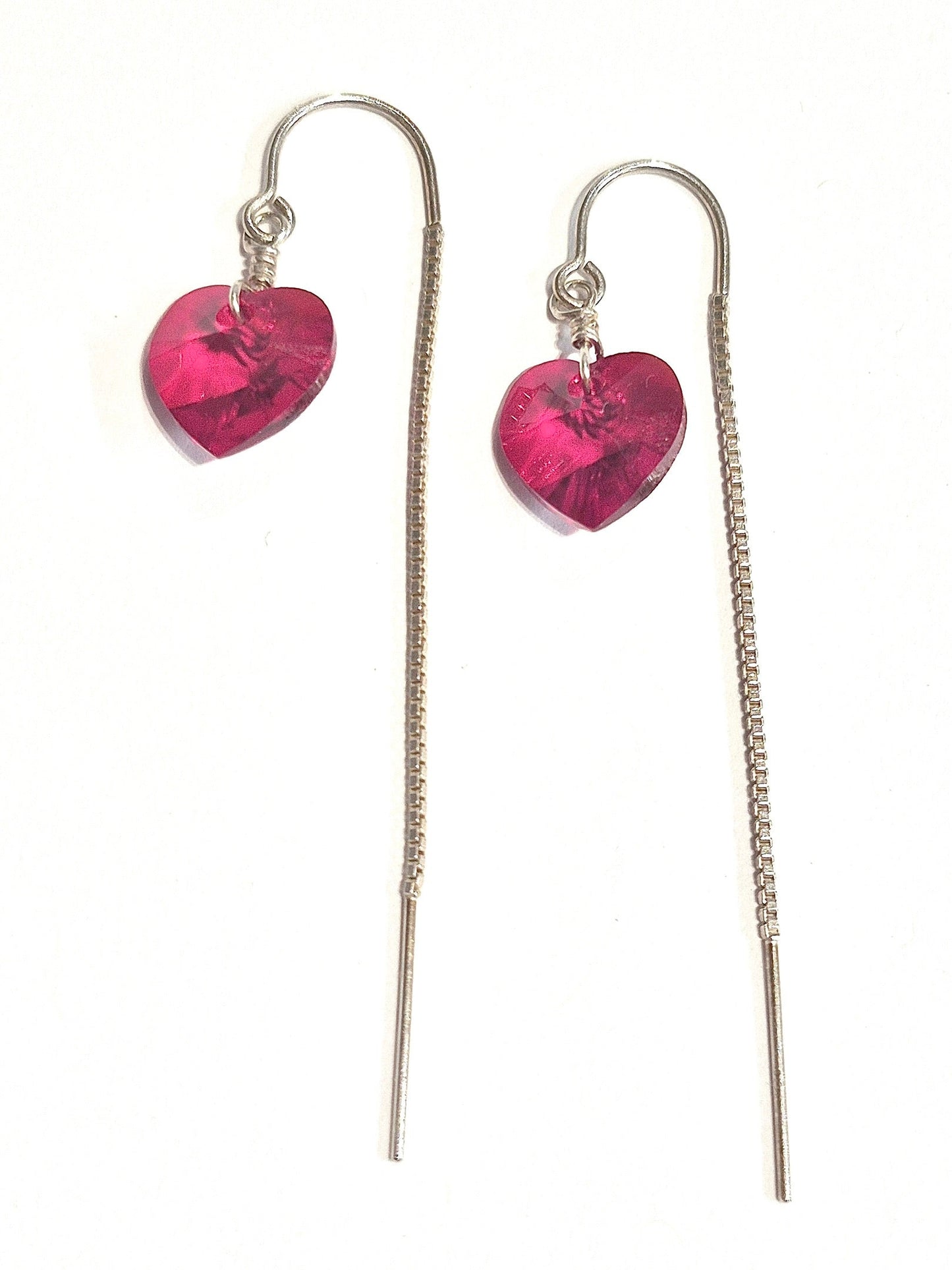 Red Heart swarovski Threader Earrings