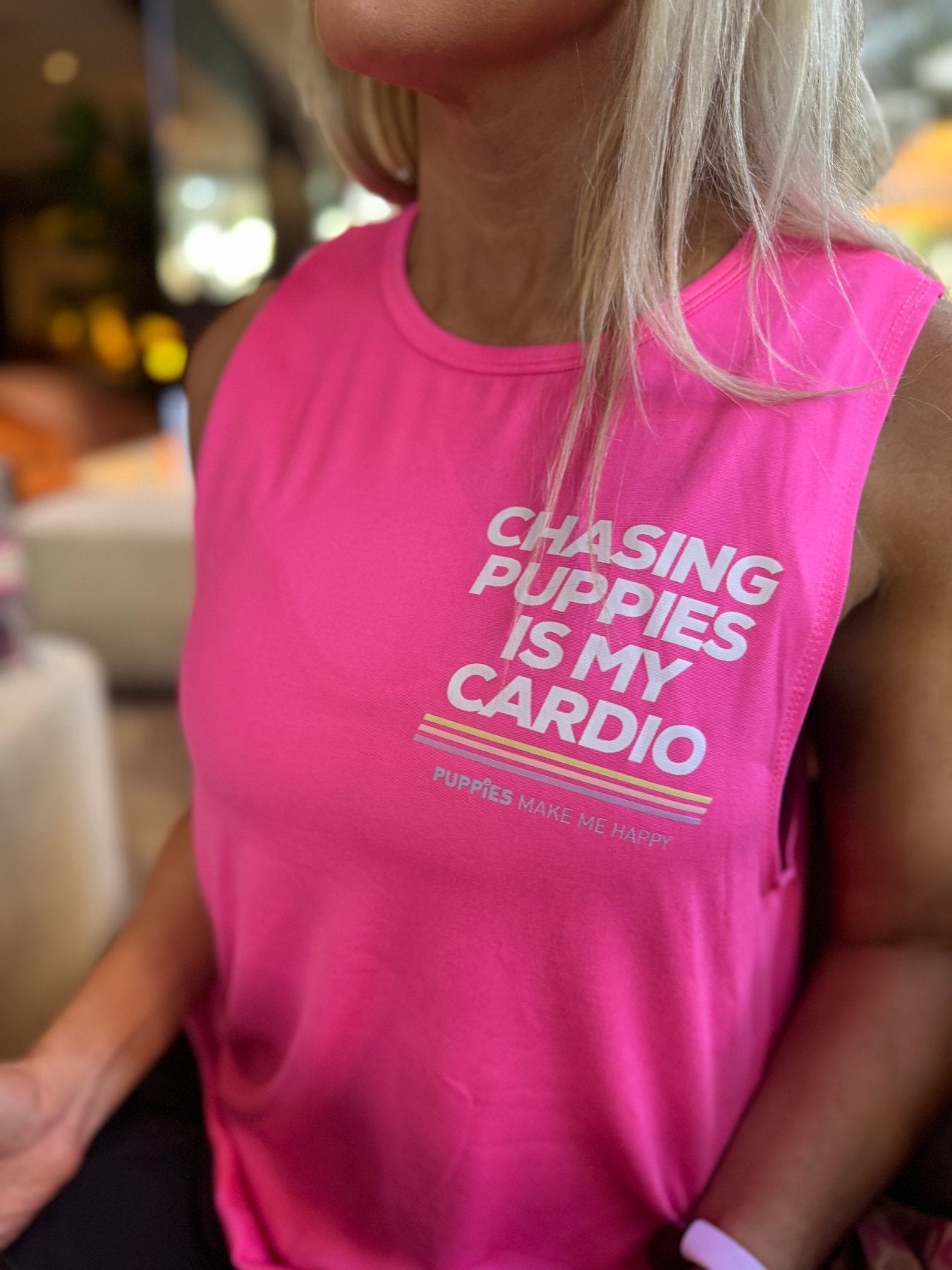 Chasing Puppies is My Cardio Women's Sleeveless Tank | Dog Mom Gift | Handmade in Los Angeles USA