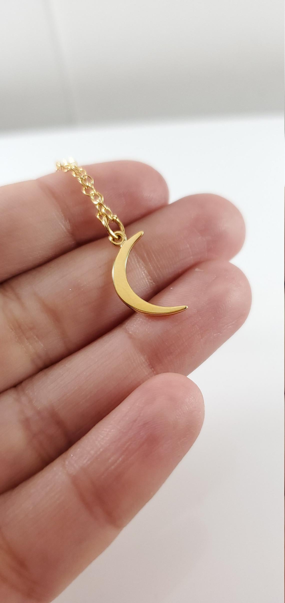 Gold Moon Charm Necklace - 14k Gold Filled Jewelry