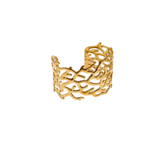 Coral Cuff Gold Bracelet