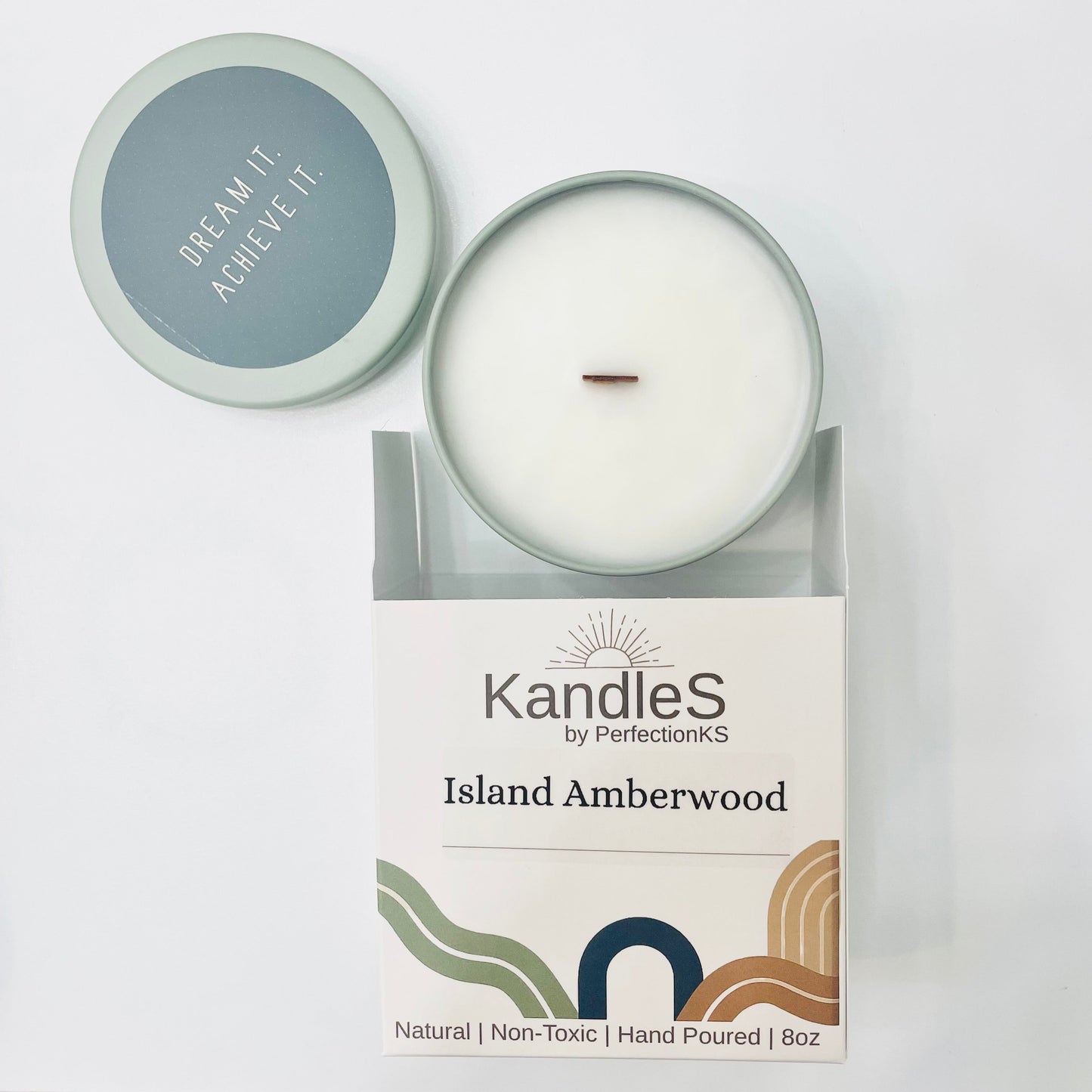 Island Amberwood Luxury Candle | Eco-Friendly Clean-Burning Wooden Wick Candle
