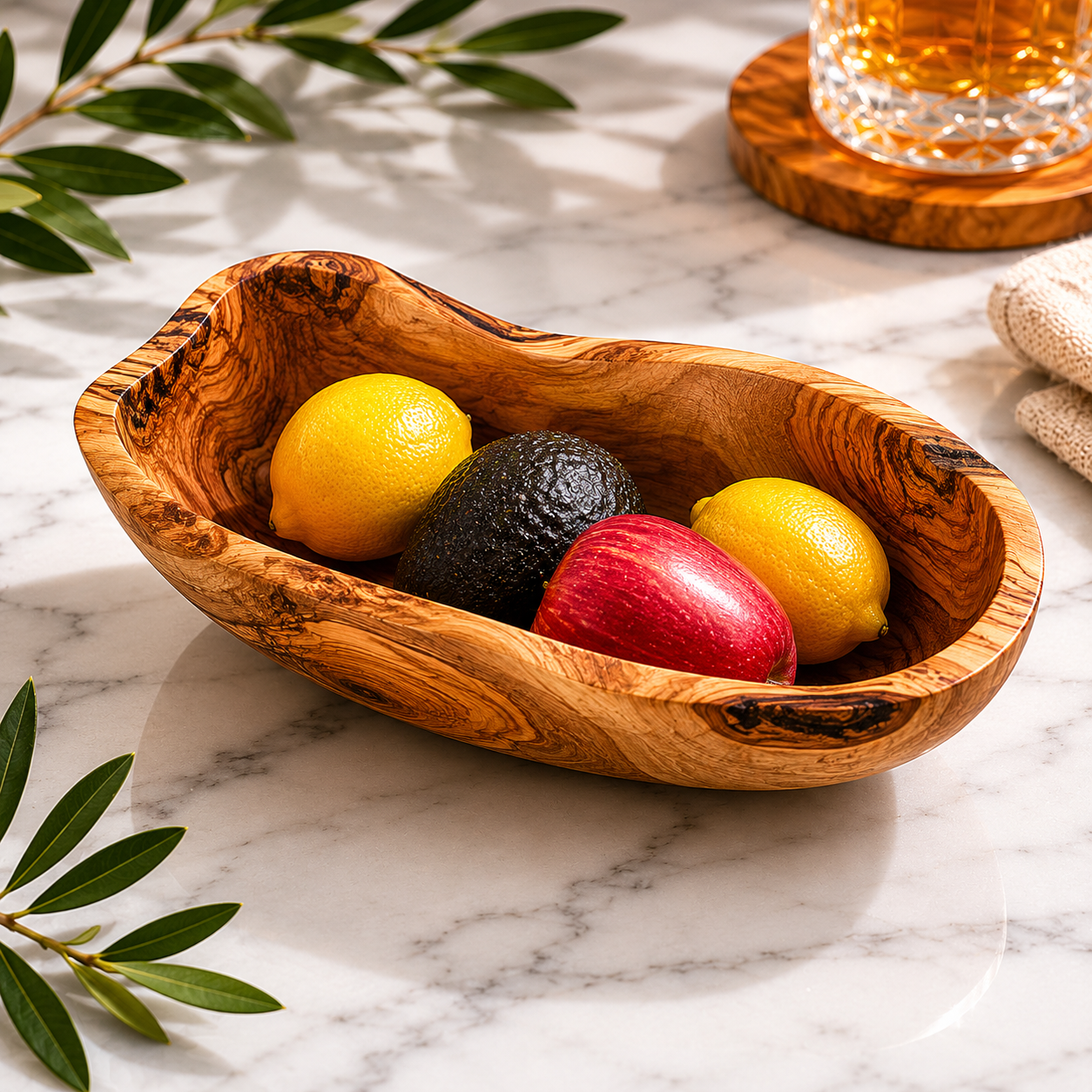 Large Olive Wood Fruit Bowl