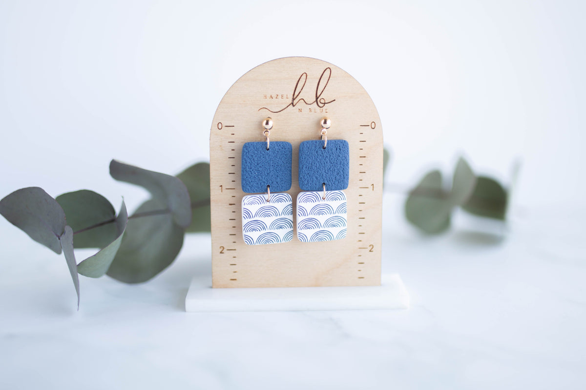Clay Earrings | Square Hope Dangles | Indigo Daydream Collection