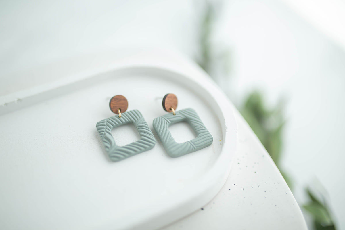 Clay Earrings | Square Dangles | Earth+Sky Collection