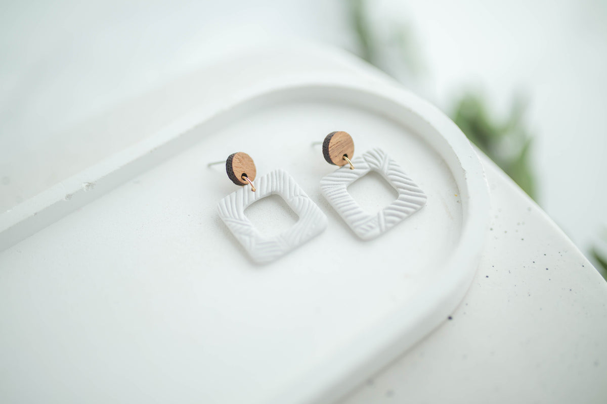 Clay Earrings | Square Dangles | Earth+Sky Collection