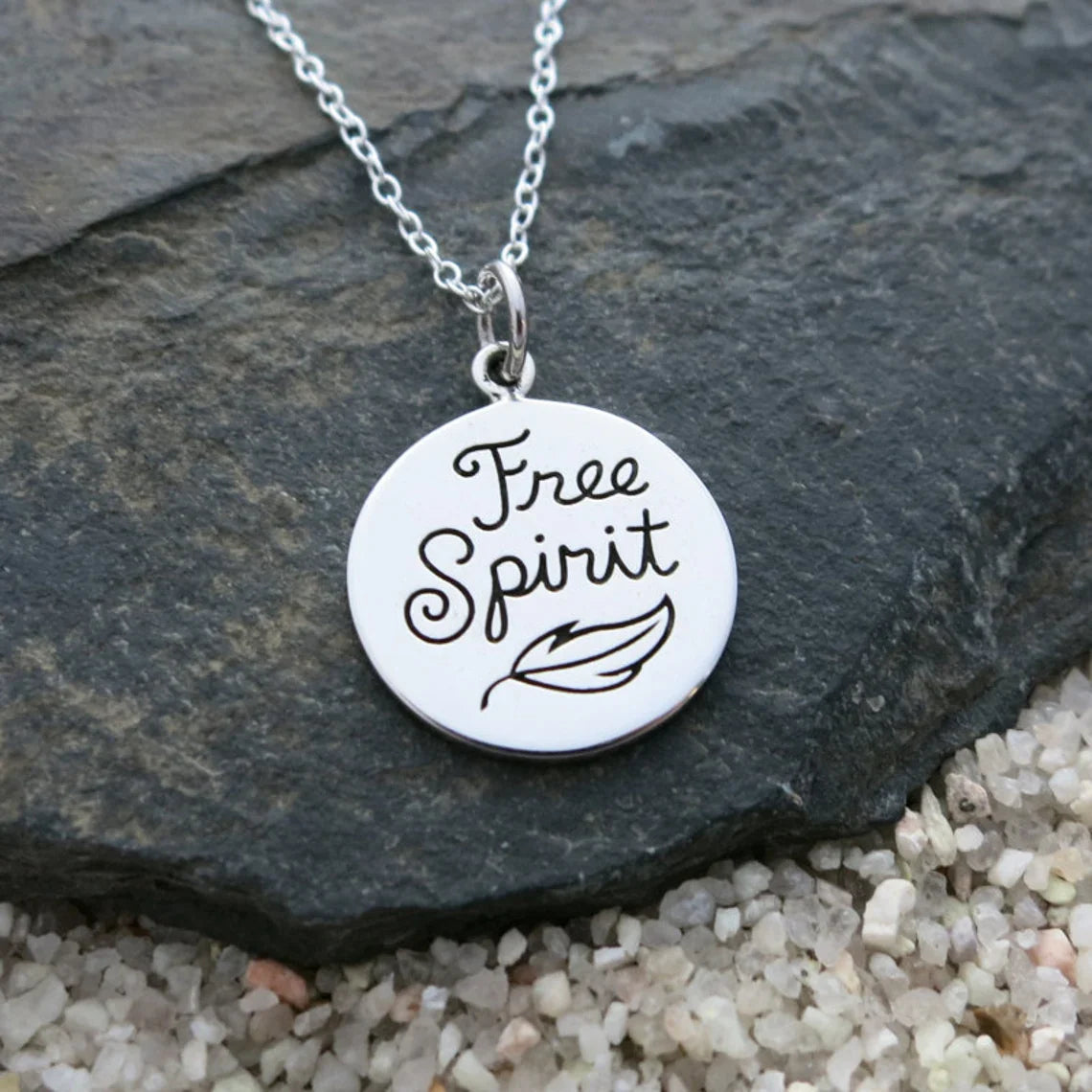 Free Spirit Necklace – Sterling Silver Quote Charm Necklace, Inspirational Gift