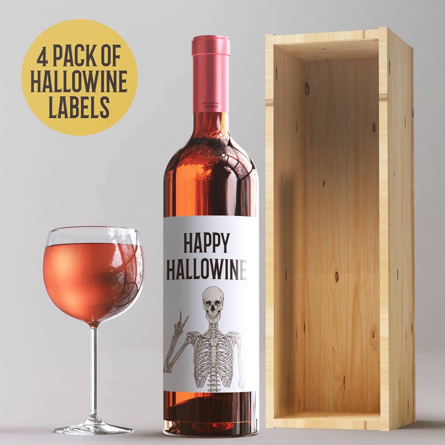 Hallowine Halloween Wine Labels, Pack of 4