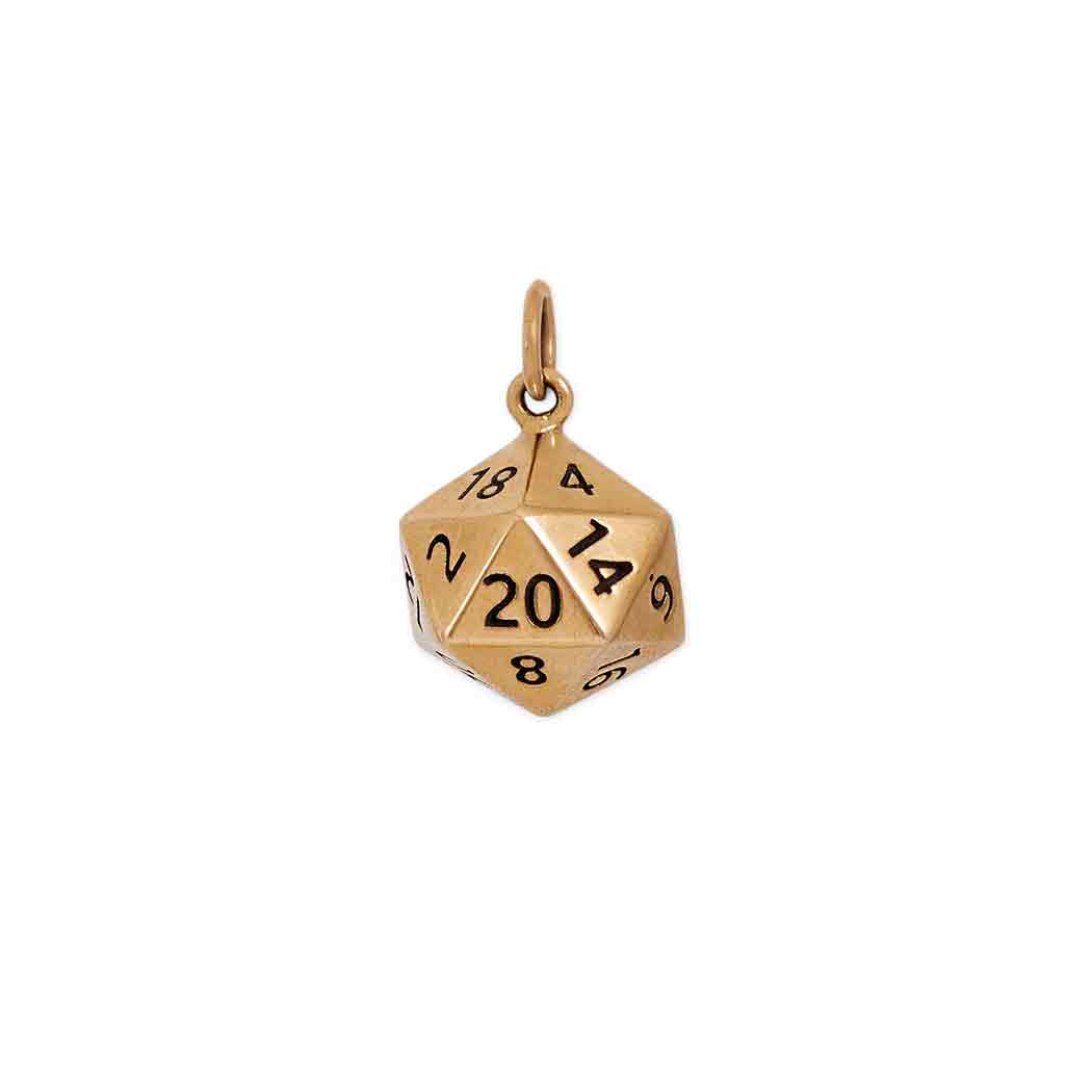 D20 Dice Necklace – 14k Gold Filled DnD Charm Jewelry, Handmade Gift for Her