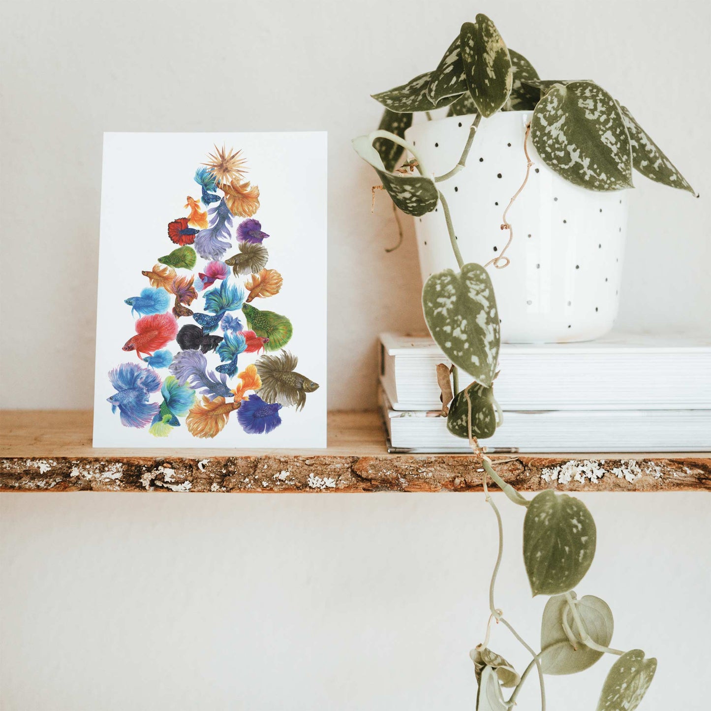 Tropical Fish Christmas Tree Greeting Cards, Set of 24
