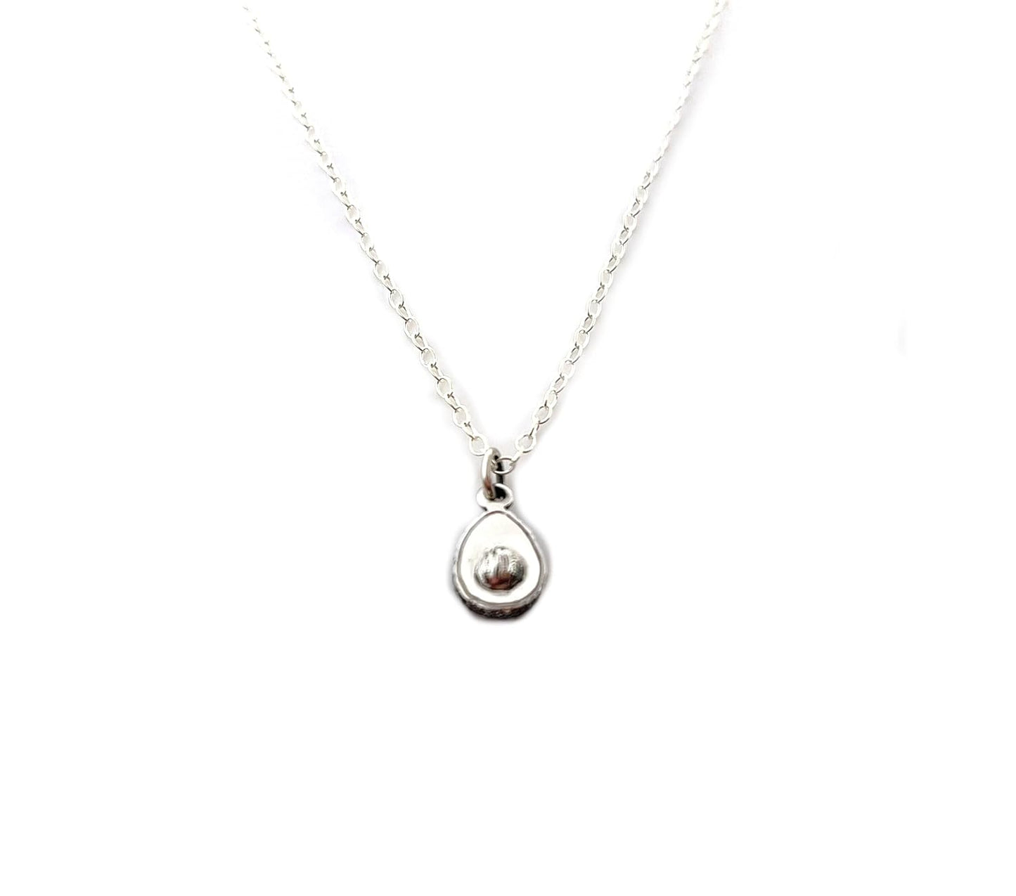 Sterling Silver Avocado Charm Necklace – Tiny Food Jewelry, Handmade Gift