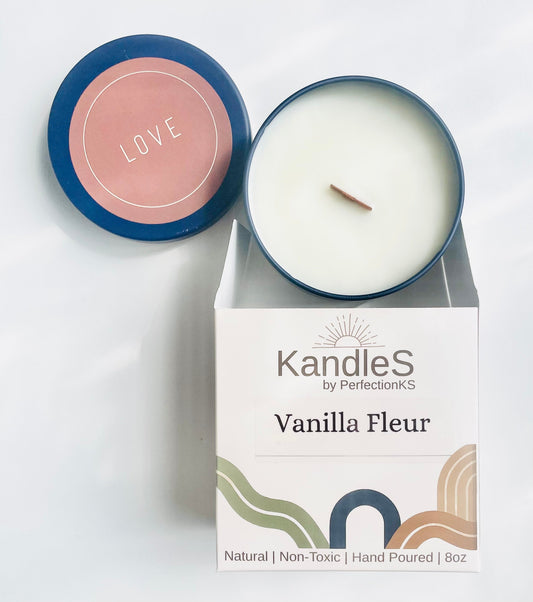 Vanilla Fleur Luxury Candle | Eco-Friendly Clean-Burning Wooden Wick Candle