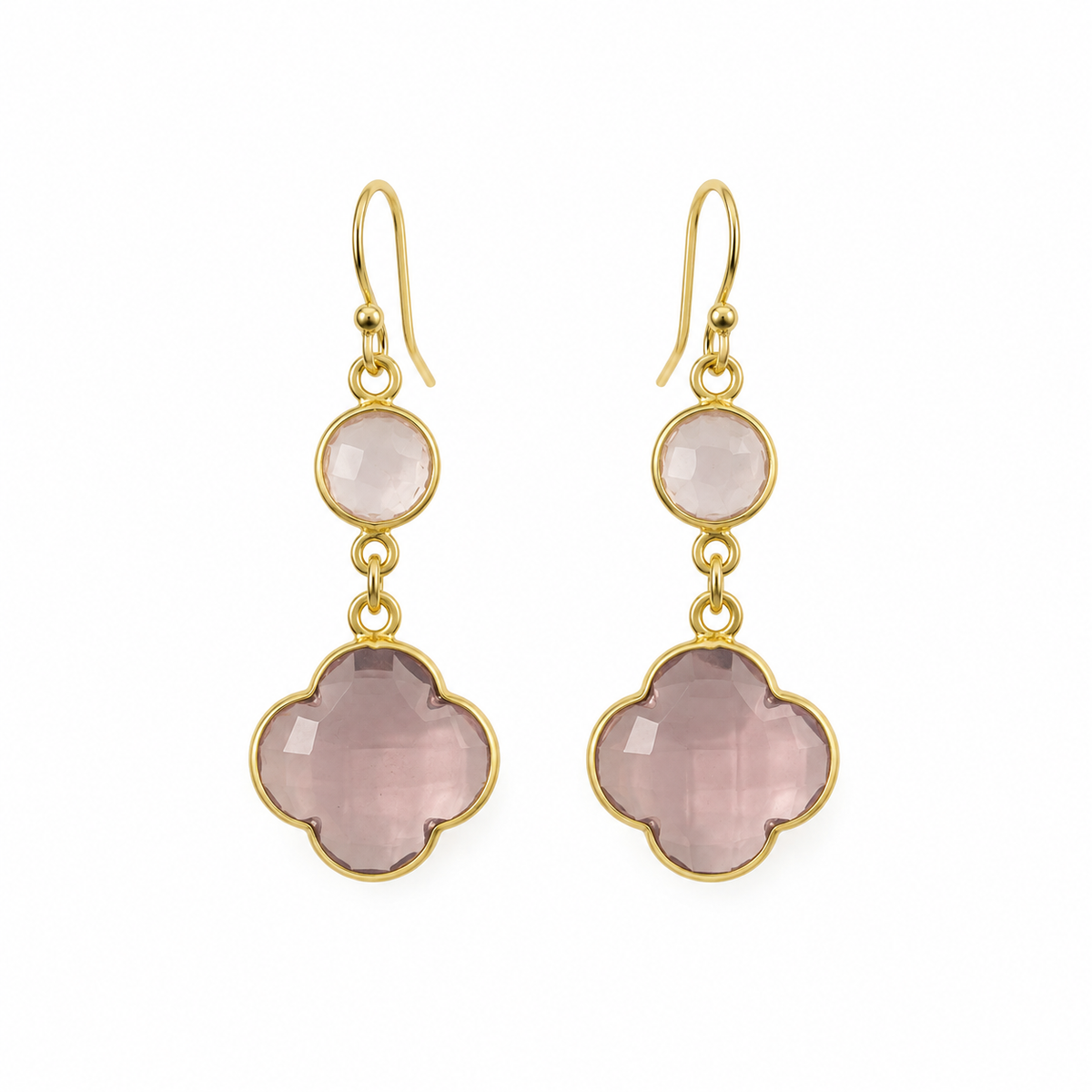Rose Quartz & Morganite Drop Earrings – 14k Gold Fill