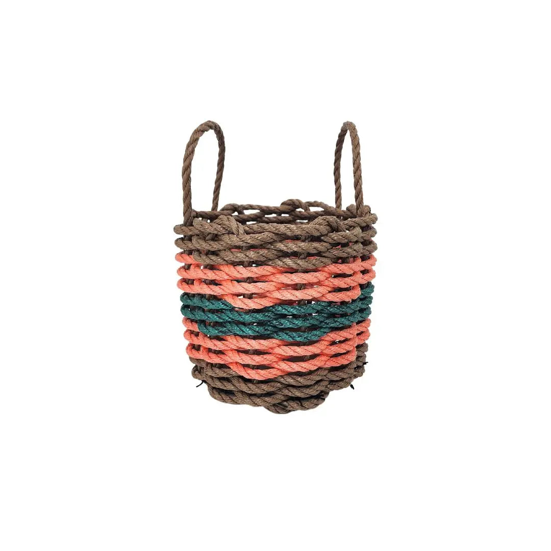 Five Stripe Rope Storage Basket Brown, Orange and Hunter Green