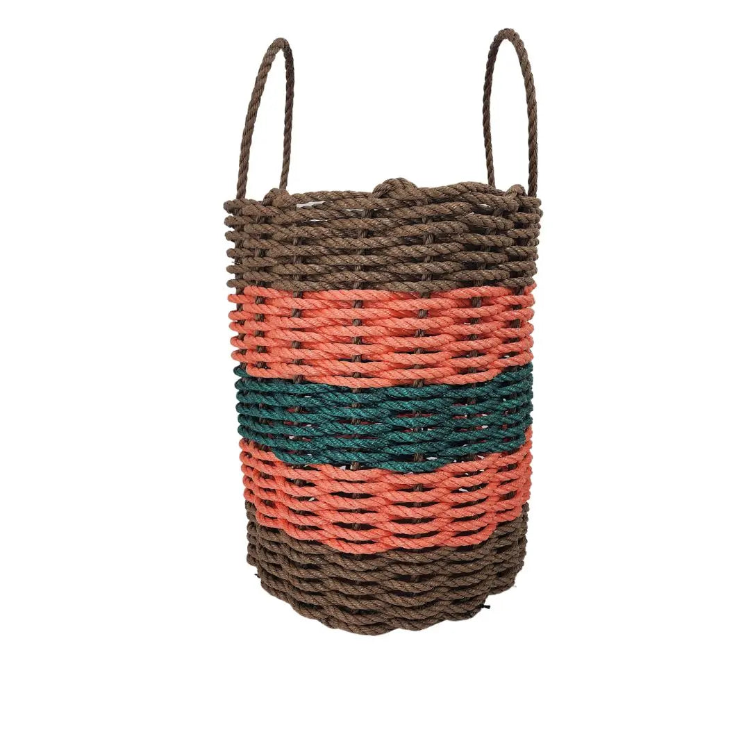 Five Stripe Rope Storage Basket Brown, Orange and Hunter Green