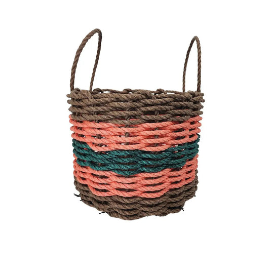 Five Stripe Rope Storage Basket Brown, Orange and Hunter Green