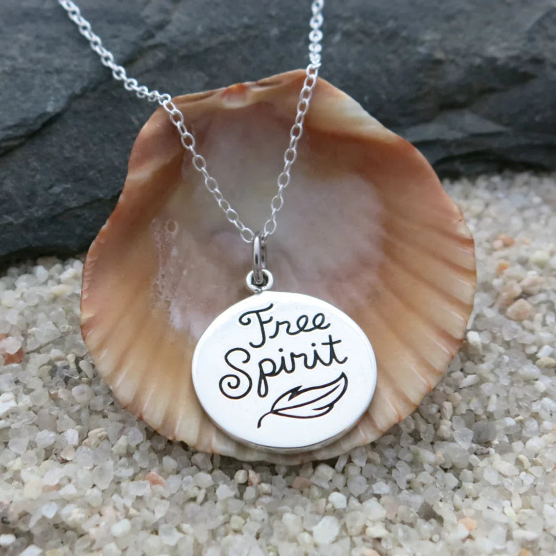 Free Spirit Necklace – Sterling Silver Quote Charm Necklace, Inspirational Gift