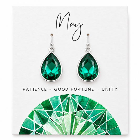 May Birthstone Earrings - Sterling Silver