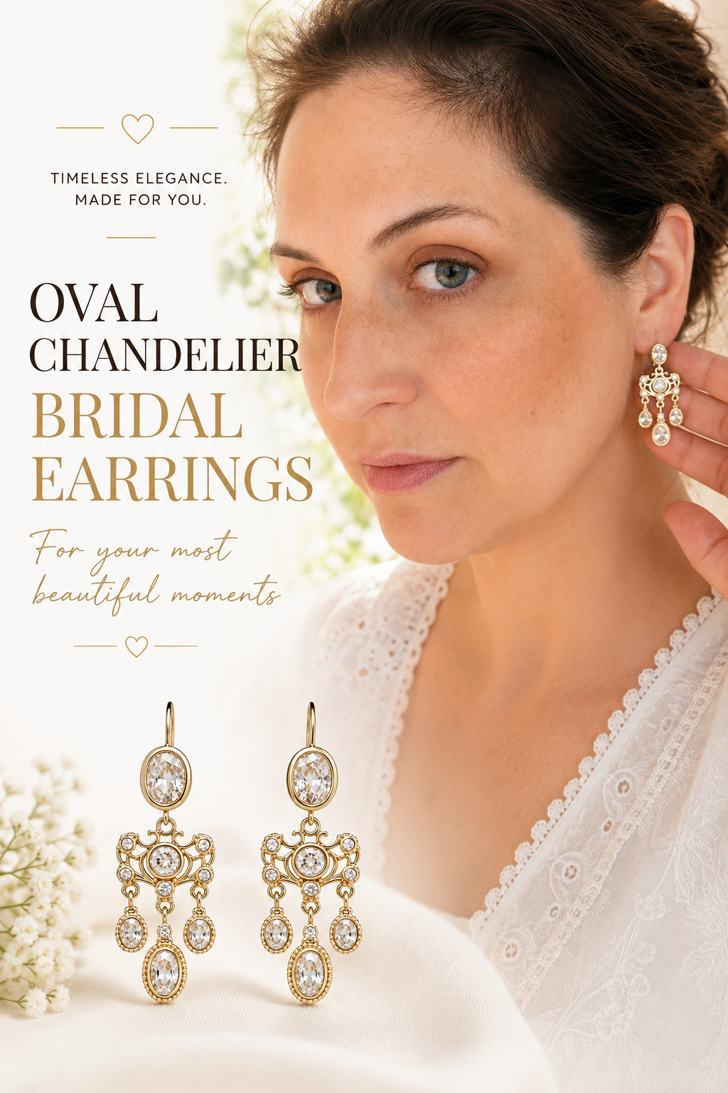 Oval Chandelier Bridal Earrings