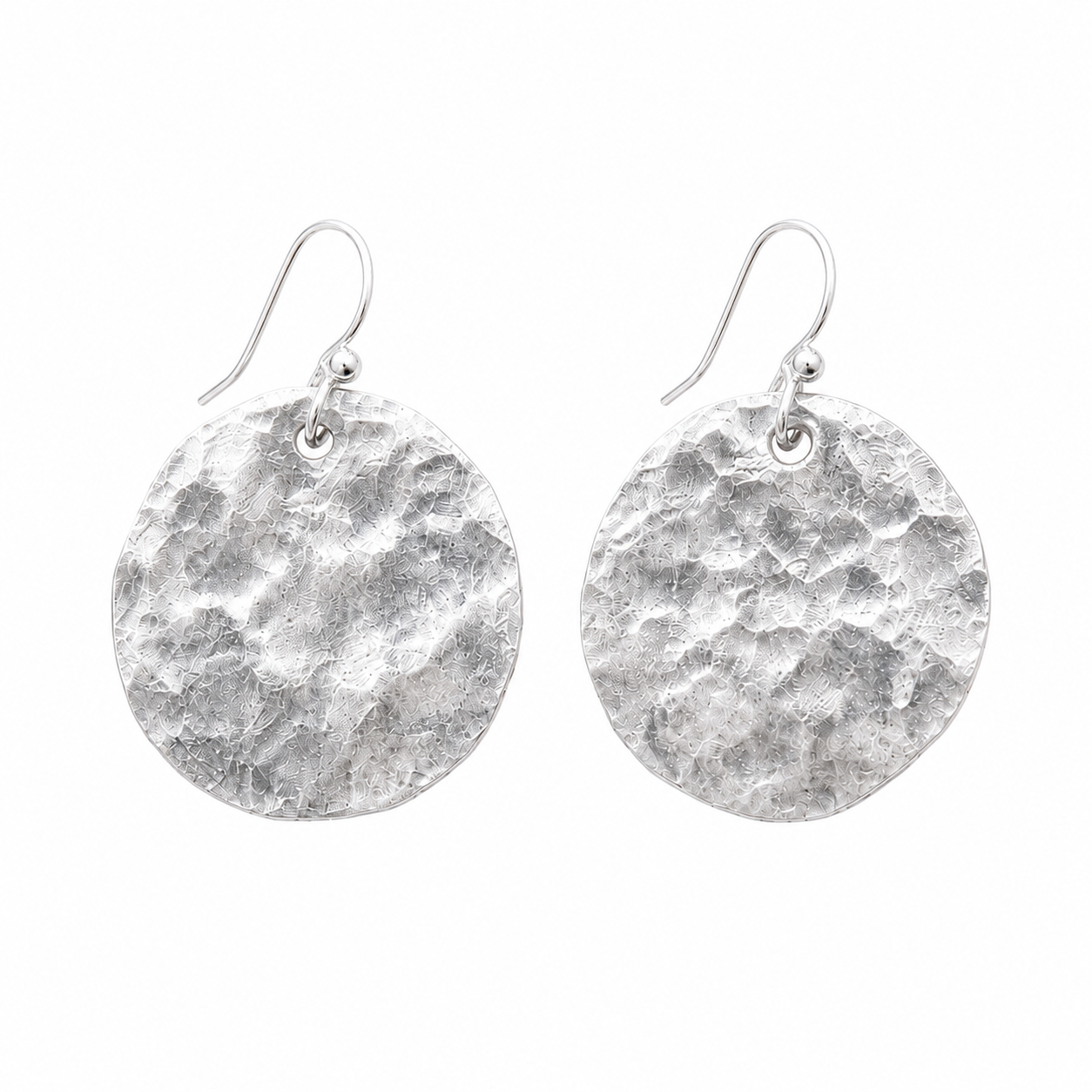 Hand Forged Sterling Silver Disc Earrings