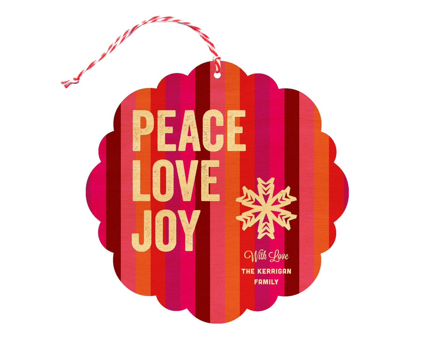 Bright Stripes Custom Holiday Ornament Card - Wood or Paper