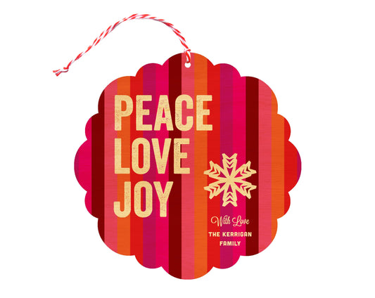Bright Stripes Custom Holiday Ornament Card - Wood or Paper