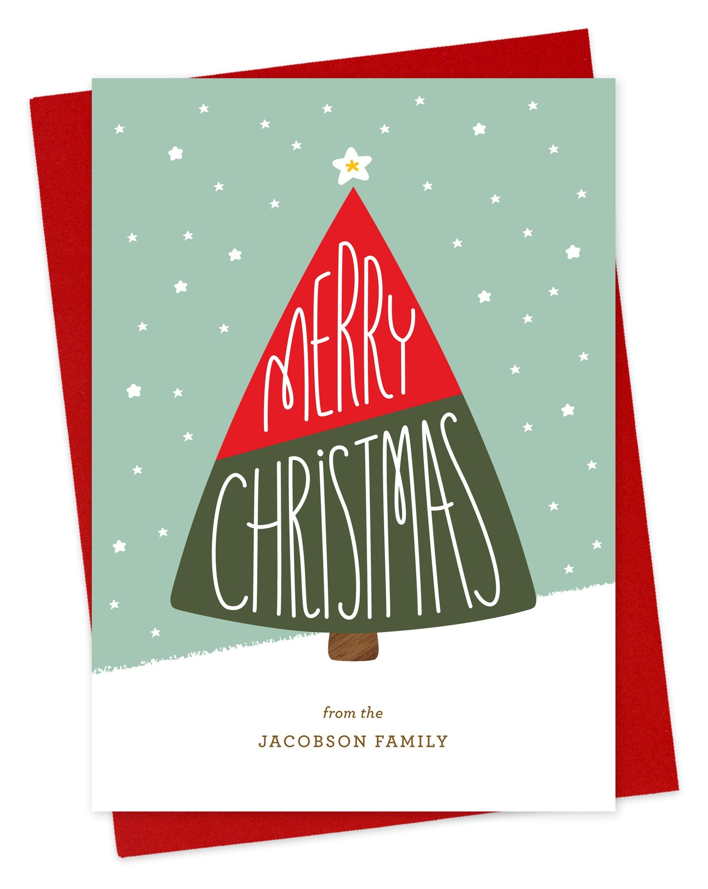 Starry Tree Custom Holiday Card - Wood or Paper