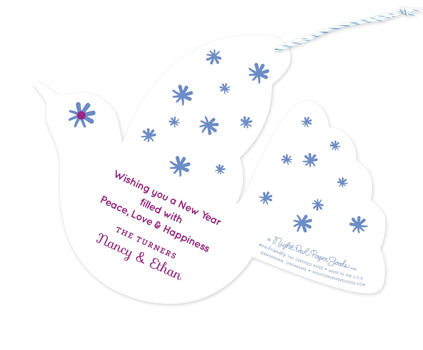 Rainbow Dove Custom Holiday Ornament Card - Wood or Paper