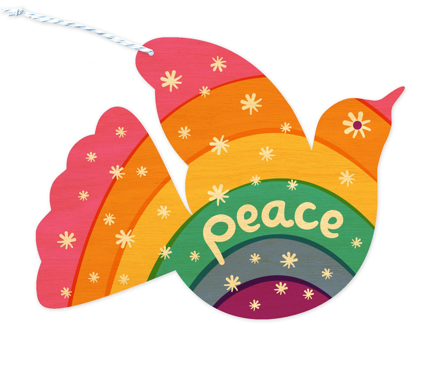 Rainbow Dove Custom Holiday Ornament Card - Wood or Paper
