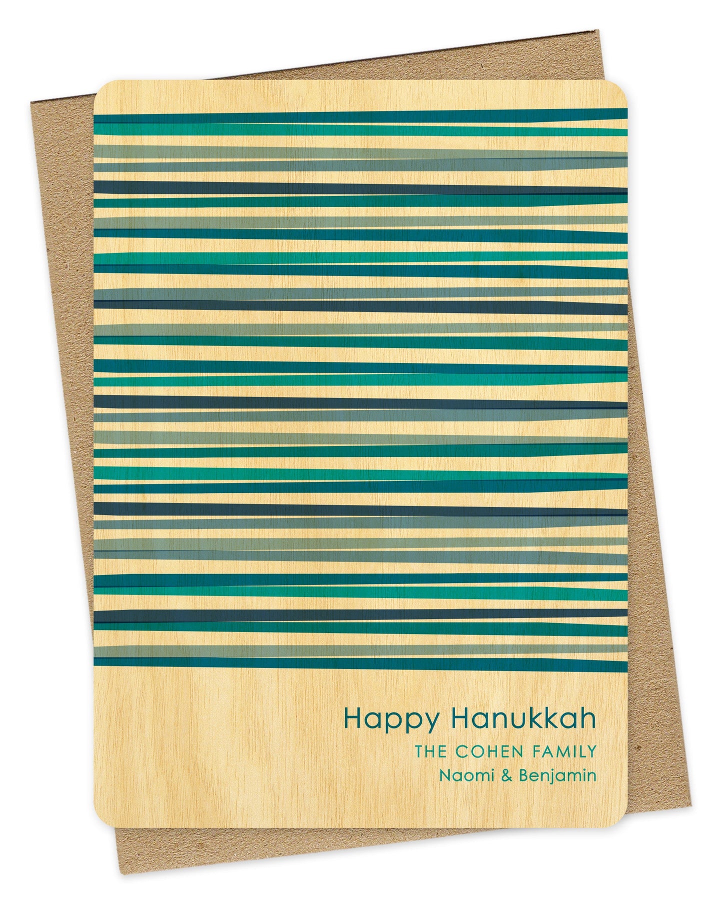 Classic Lines Custom Hanukkah Card - Wood or Paper