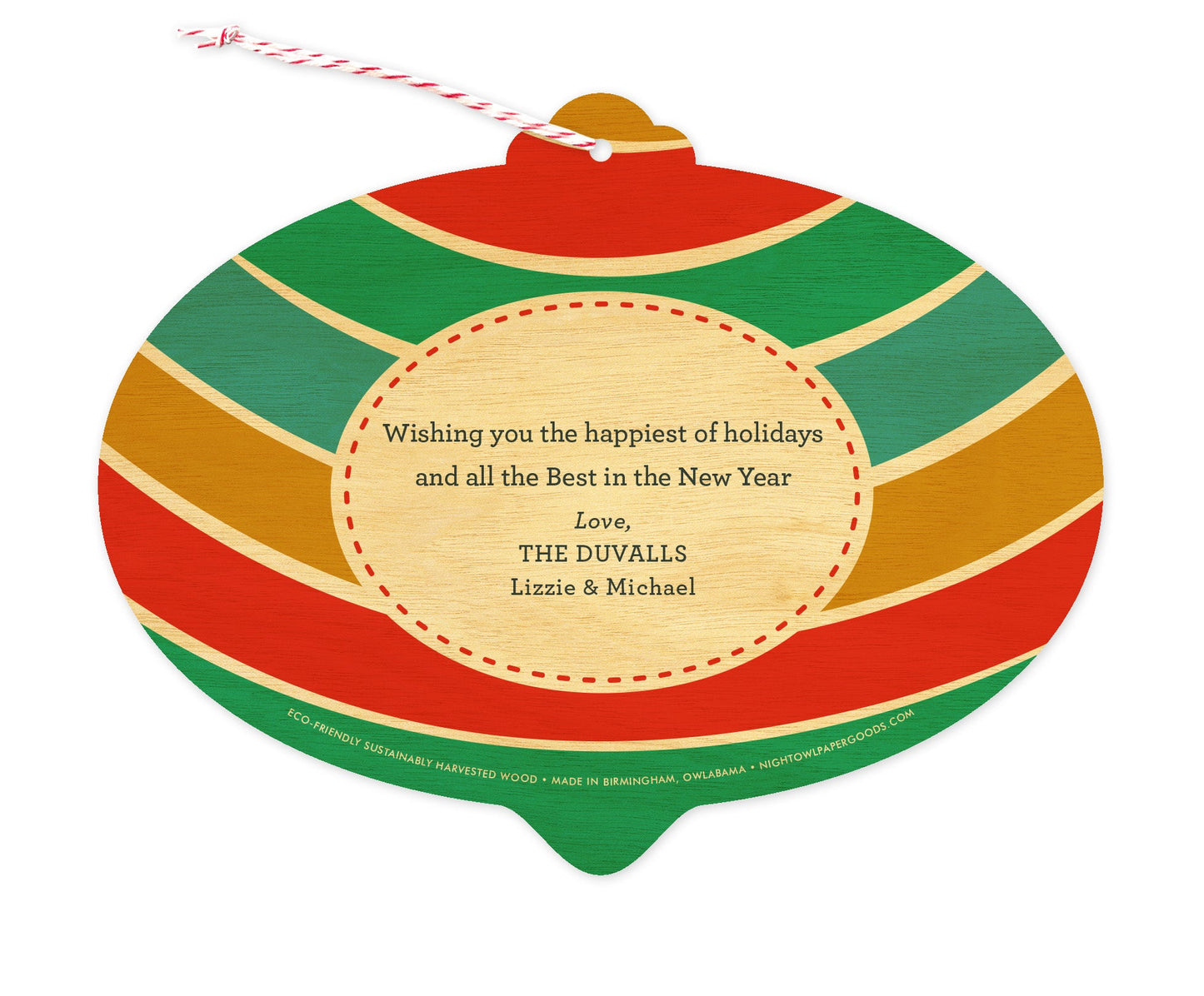 Merry Bulb Custom Holiday Ornament Card - Wood or Paper