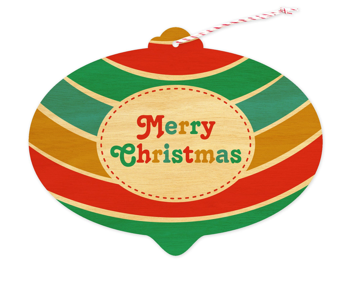 Merry Bulb Custom Holiday Ornament Card - Wood or Paper