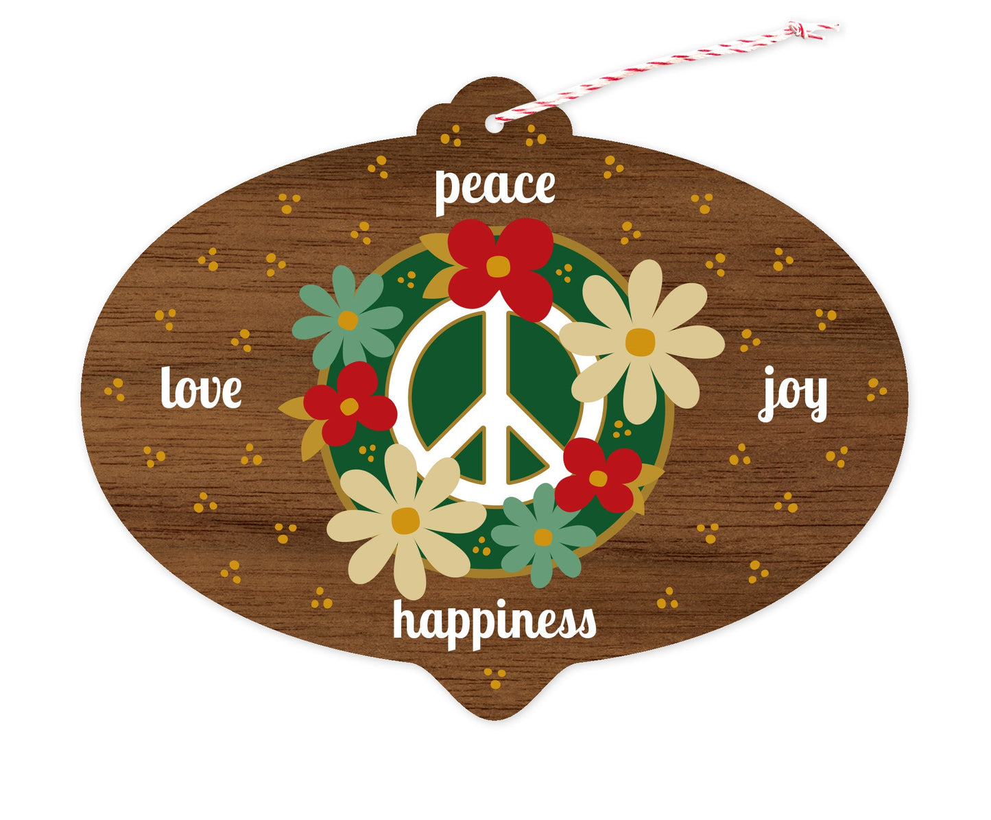 Peace Bulb Walnut Custom Holiday Ornament Card - Wood or Paper