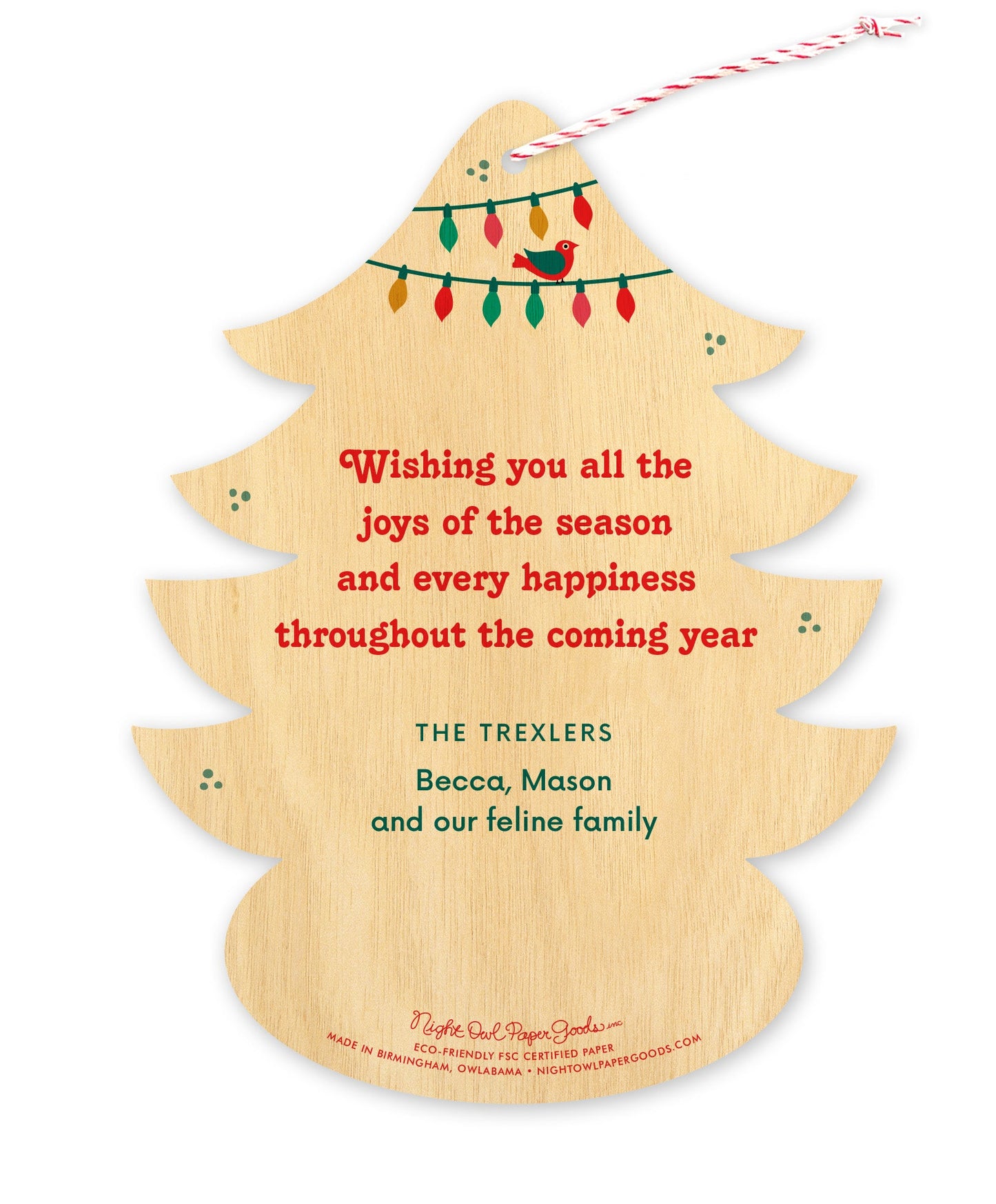 Kitty Carols Custom Holiday Ornament Card - Wood or Paper