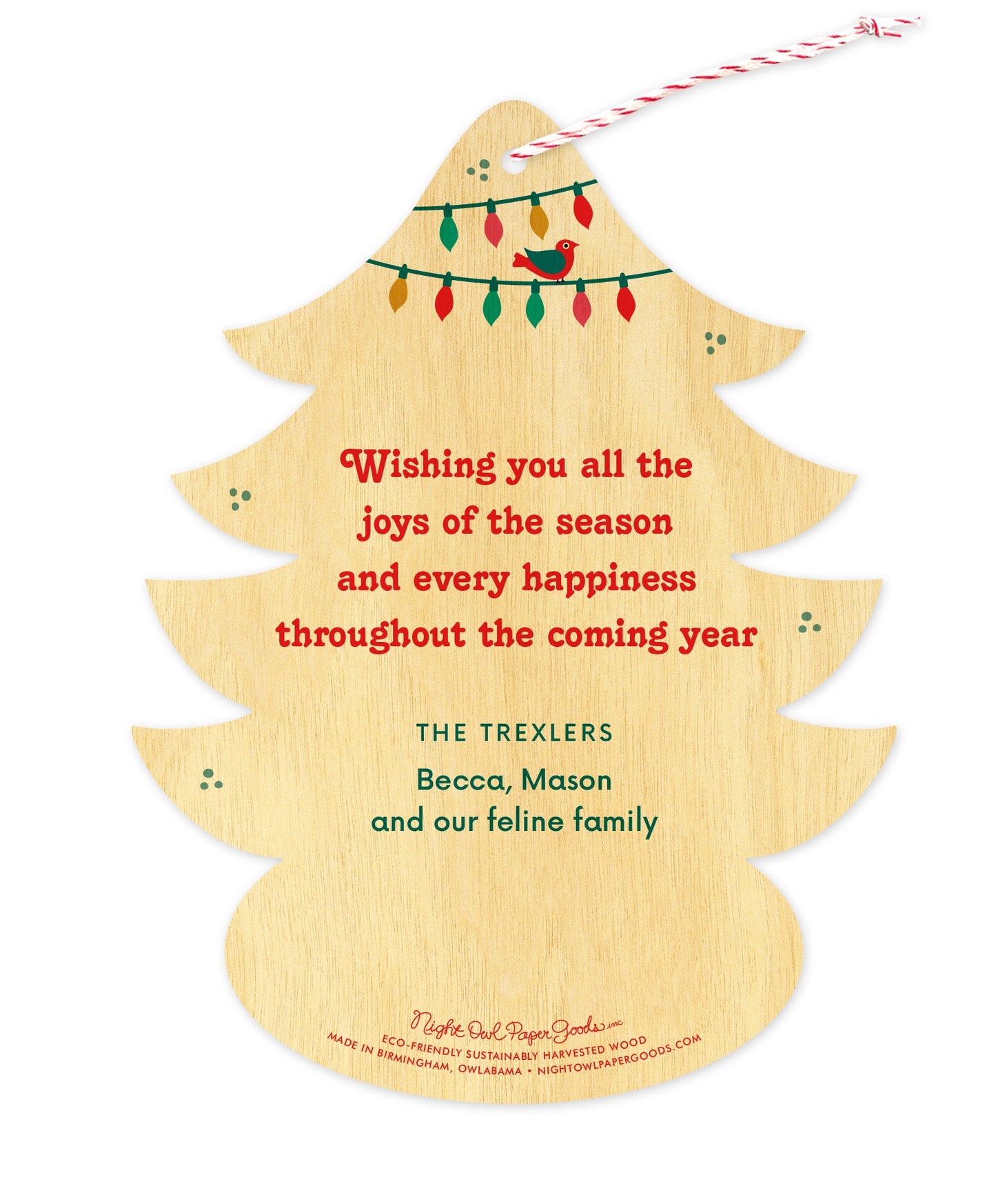 Kitty Carols Custom Holiday Ornament Card - Wood or Paper